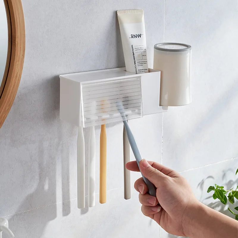 Suction Cup Toothbrush Holder Wall Shelf for Bathroom