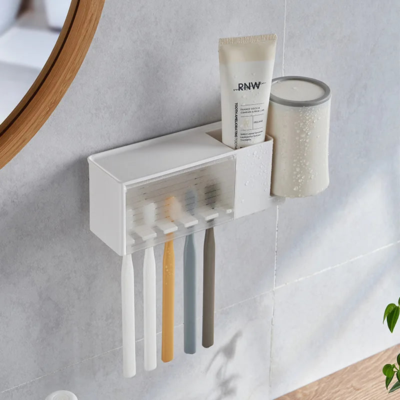 Suction Cup Toothbrush Holder Wall Shelf for Bathroom
