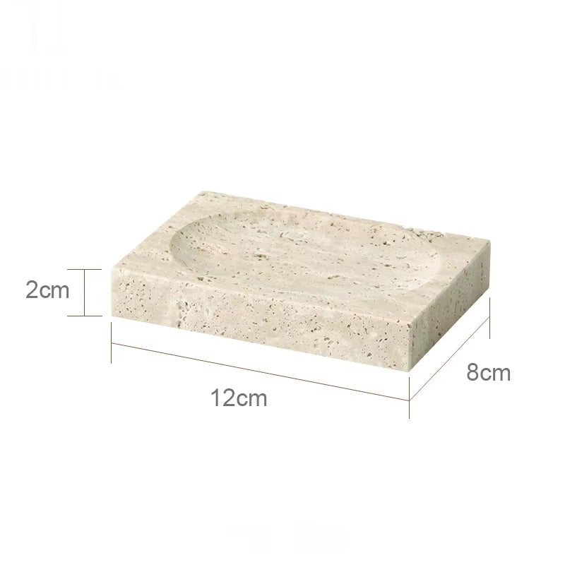 Travertine Bathroom Set Luxury Soap Dish Soap Dispenser Tissue Box Vanity Tray Bathroom Accessories Set