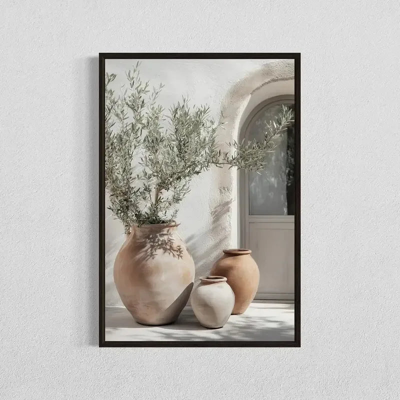 Retro Elegant Olive Tree and Lemon Canvas Poster Vase Wall Art Poster Perfect Gift for Living Room Bedroom Dormitory Home Decor