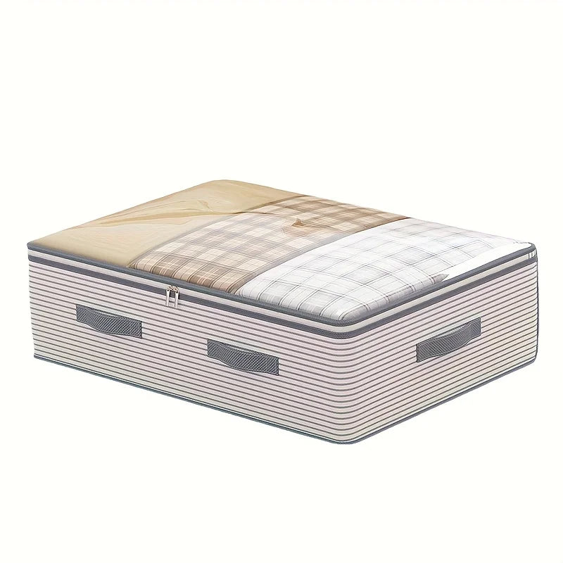 Large Capacity Clothes Storage Bag Heavy Duty Non-Woven Organizer Box Clear Window for Comforters Blankets Bedding under Bed