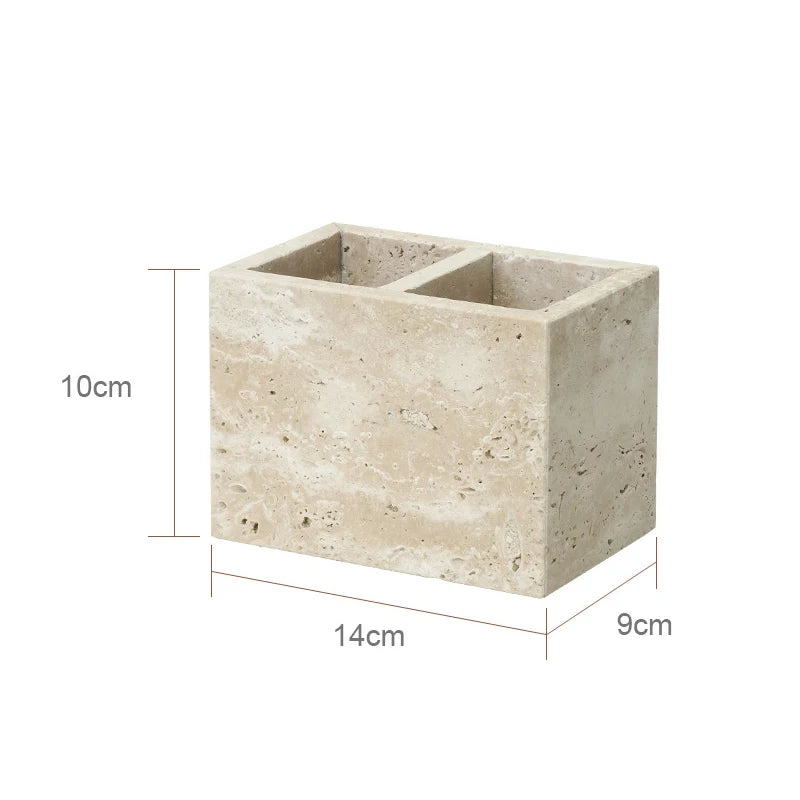 Travertine Bathroom Set Luxury Soap Dish Soap Dispenser Tissue Box Vanity Tray Bathroom Accessories Set