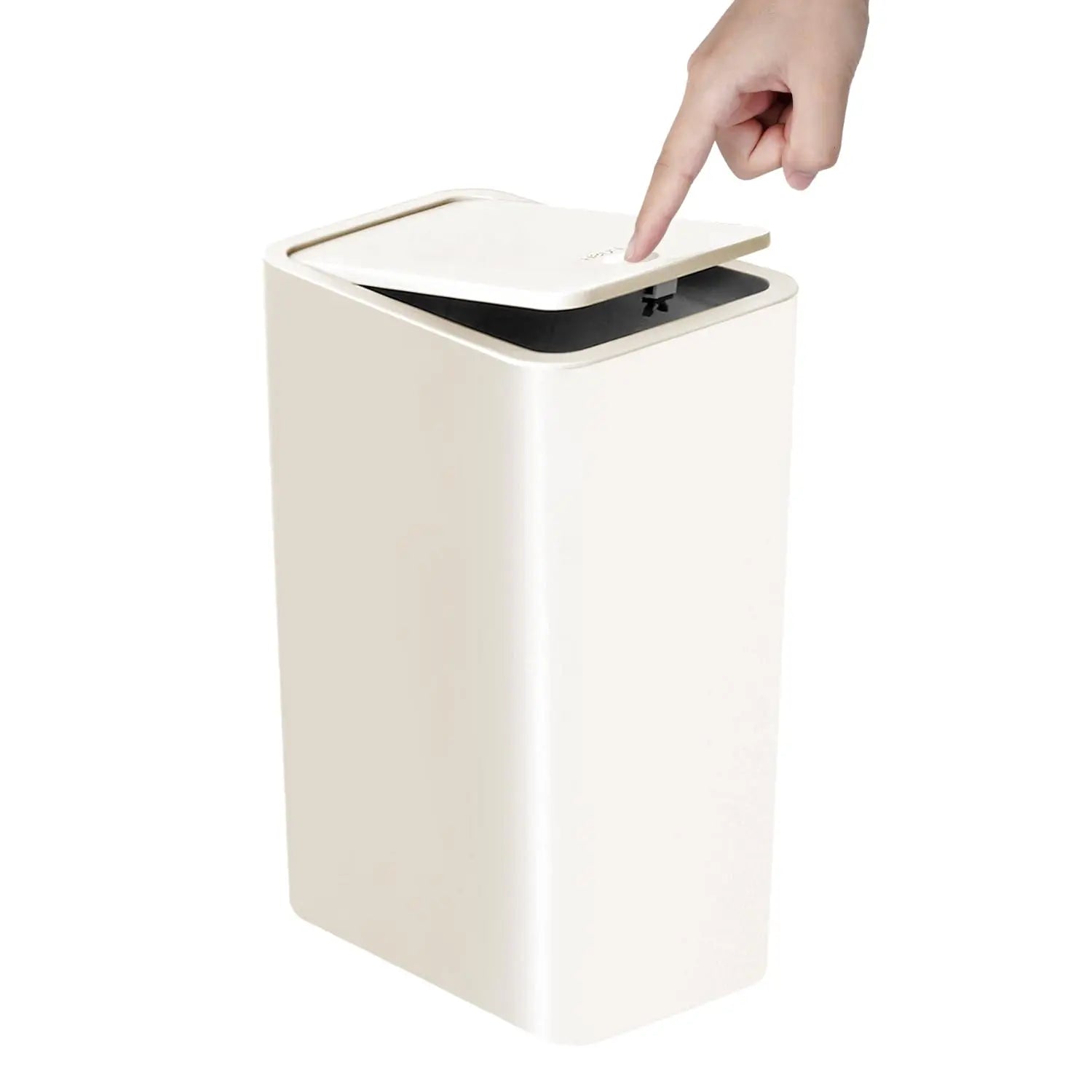 Bathroom Trash Can-10L Small Garbage Can with Press Top Lid for Toilet,Bedroom,Living Room – Plastic Wastebasket with Pop-Up Lid