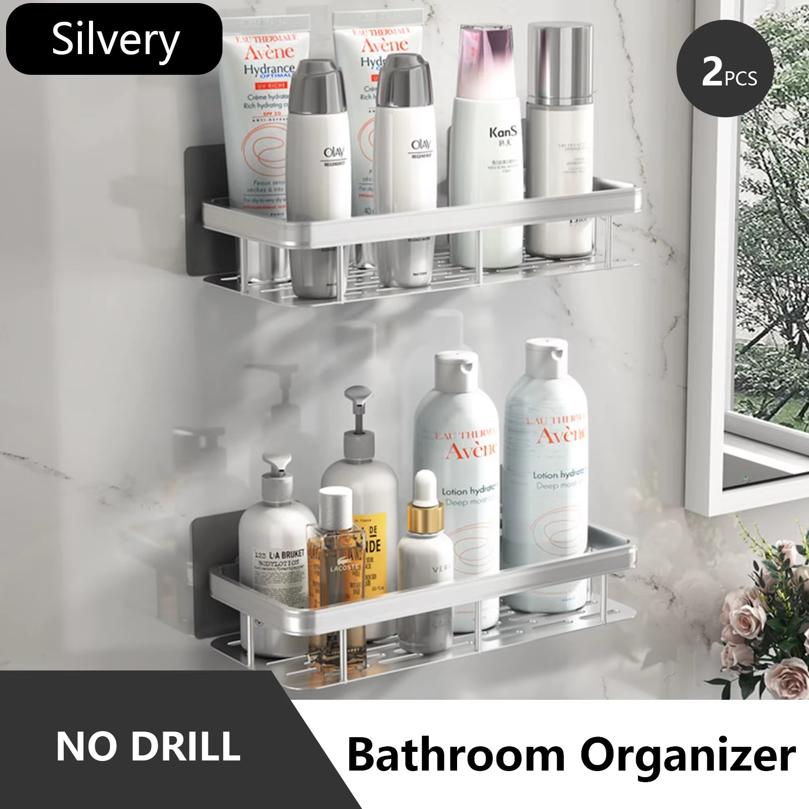 Bathroom Storage Rack Stainless Steel anti Rust Storage Shower Rack Suction Cup Storage Rack Household Storage Appliances
