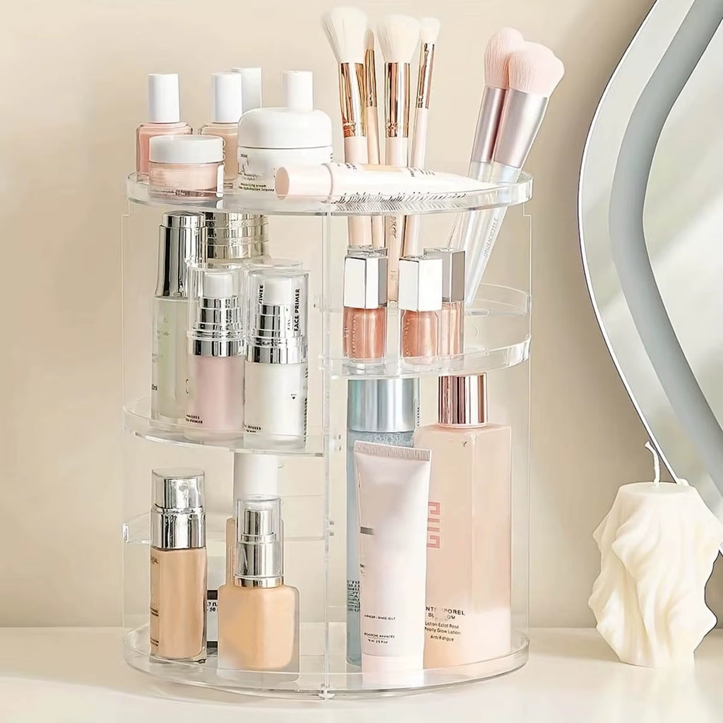 360° Rotating Makeup Organizer, Spinning Bathroom Organizer Countertop, Organizer for Cosmetics,Cosmetic Holder Shelf,(Clear)