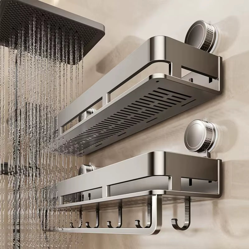 Bathroom Suction Cup Storage Rack Shower Caddy Multi-Functional Towel Holder for Organizing and Drying