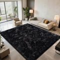 Ultra-soft plush area rug laid on the floor of a bedroom.