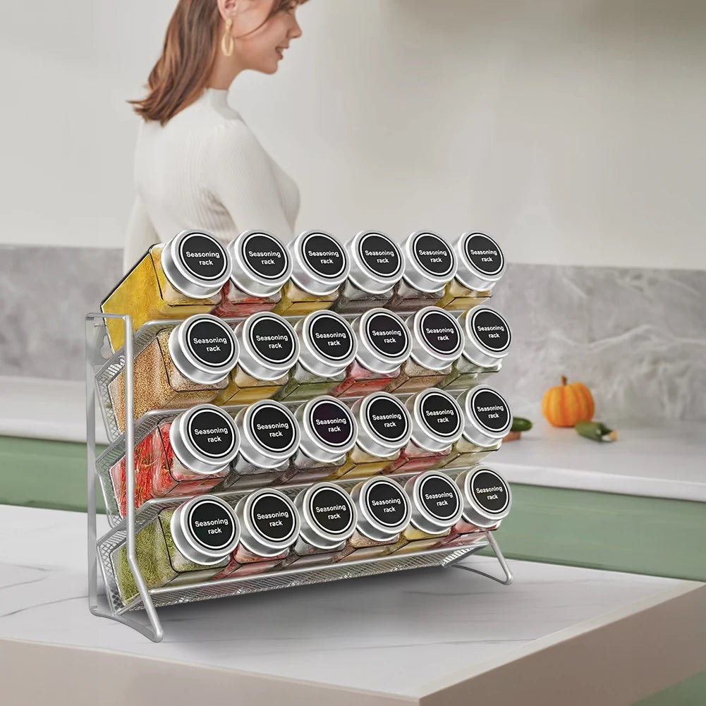 Kitchen Spice Rack 4 Tier Spice Organizer Carbon Steel Wall Shelf without Spice Jars for Cabinet Kitchen Pantry Organizer Shelf