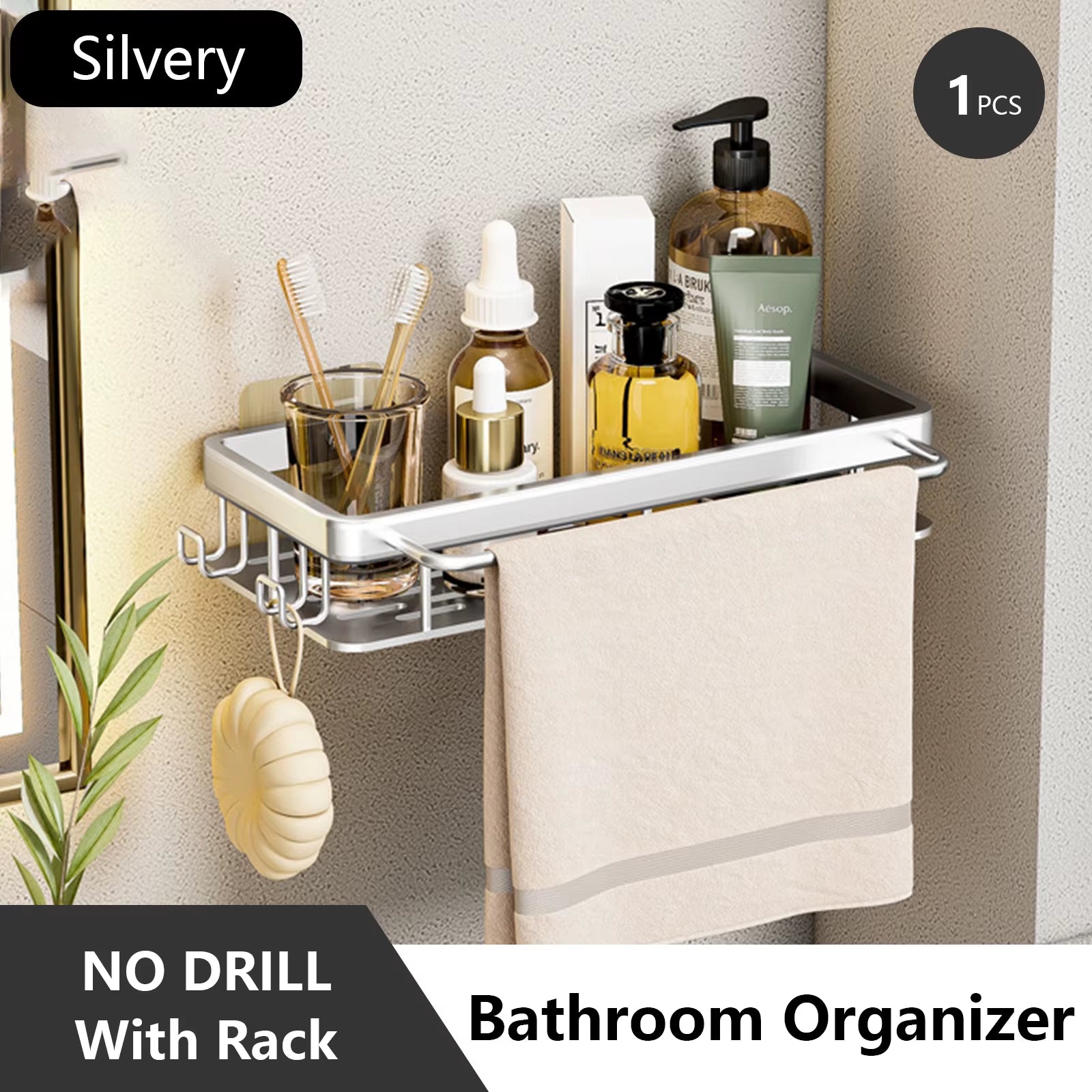 Bathroom Storage Rack Stainless Steel anti Rust Storage Shower Rack Suction Cup Storage Rack Household Storage Appliances