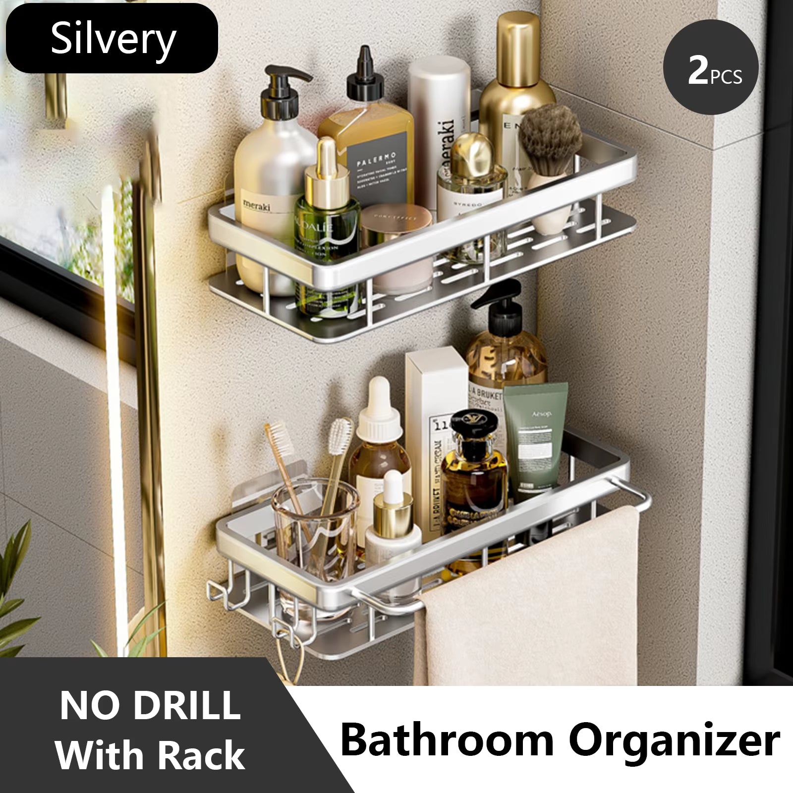 Bathroom Storage Rack Stainless Steel anti Rust Storage Shower Rack Suction Cup Storage Rack Household Storage Appliances