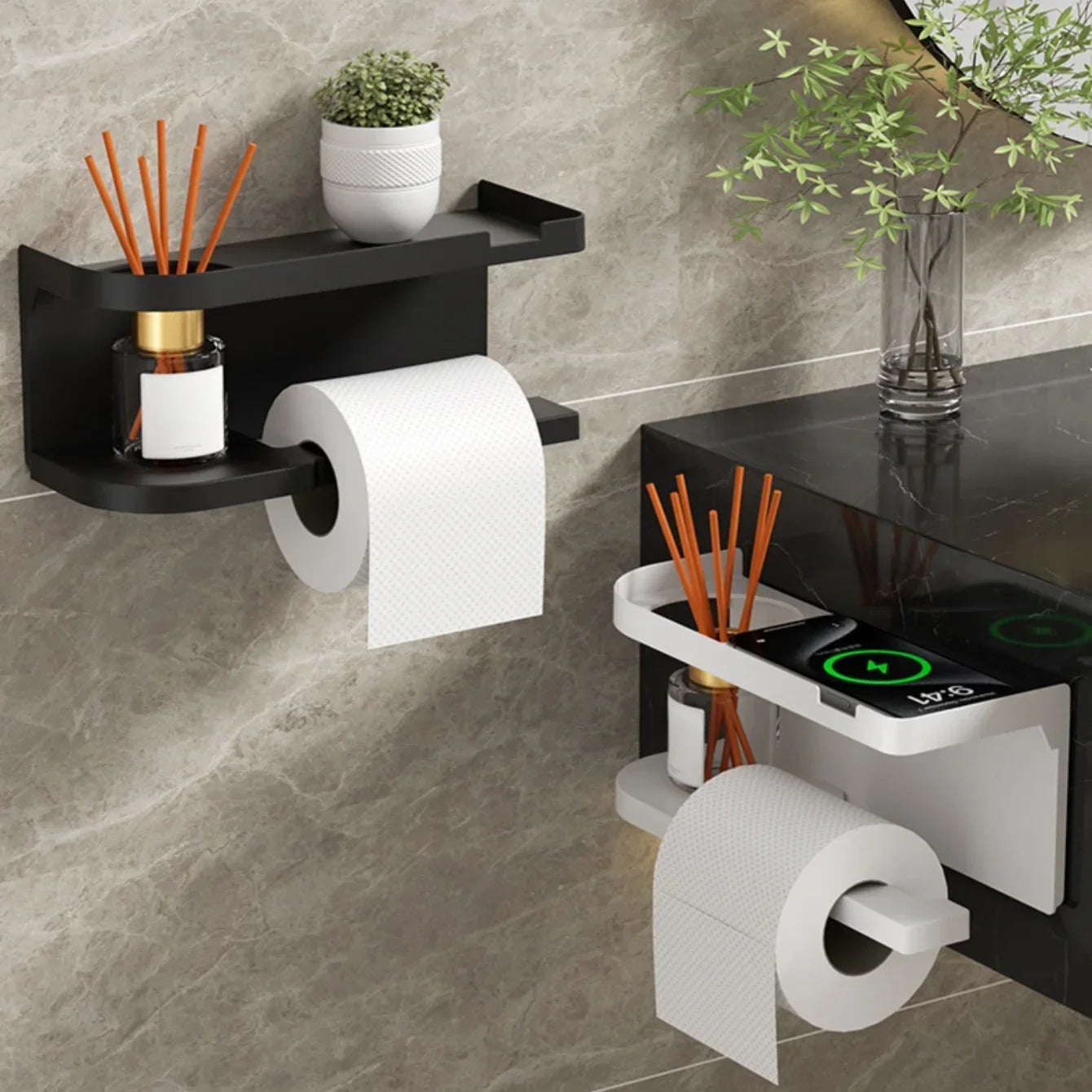 Wall Mounted Tissue Holder without Drilling, Widened Storage Space, Smooth Pull-Out and Not Easy to Slip Off