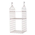 Foldable hanging closet organizer with multiple fabric shelves on a closet rod.