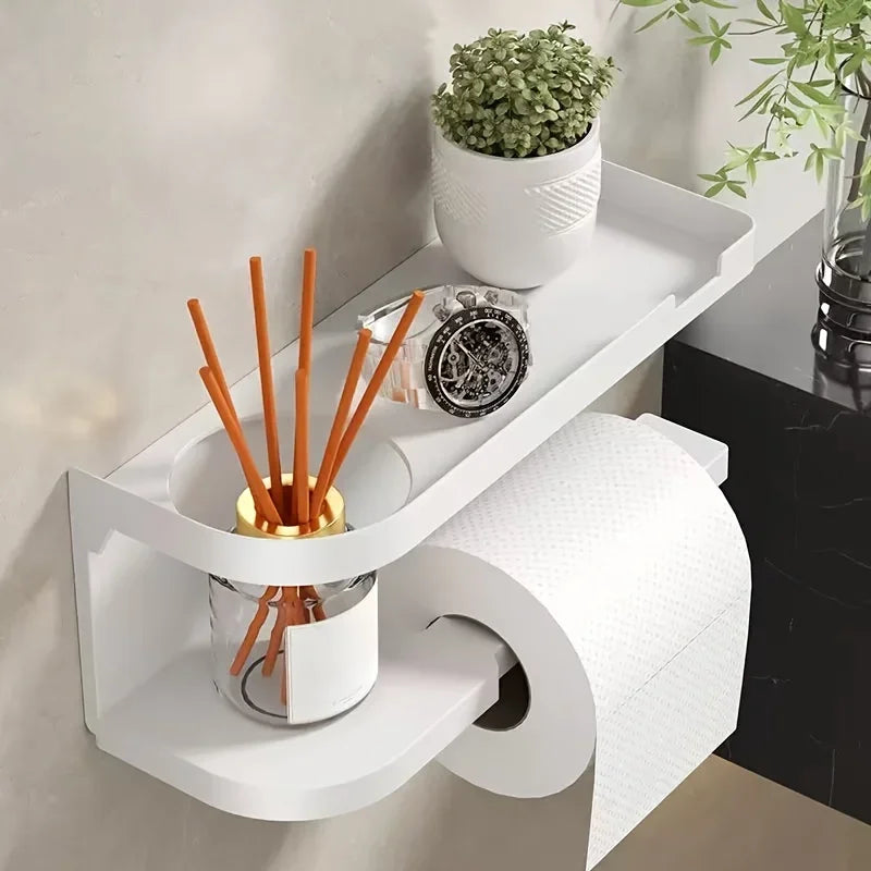Wall Mounted Tissue Holder without Drilling, Widened Storage Space, Smooth Pull-Out and Not Easy to Slip Off