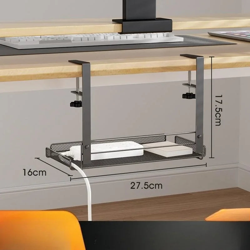 No Drill under Desk Cable Management Tray Steel Wire Organizer Rack Cable Storage Shelf