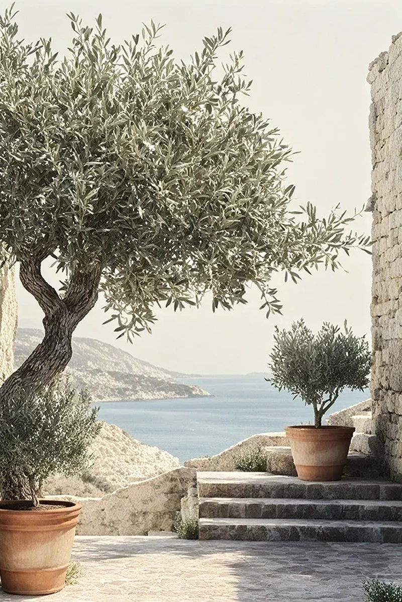Retro Elegant Olive Tree and Lemon Canvas Poster Vase Wall Art Poster Perfect Gift for Living Room Bedroom Dormitory Home Decor
