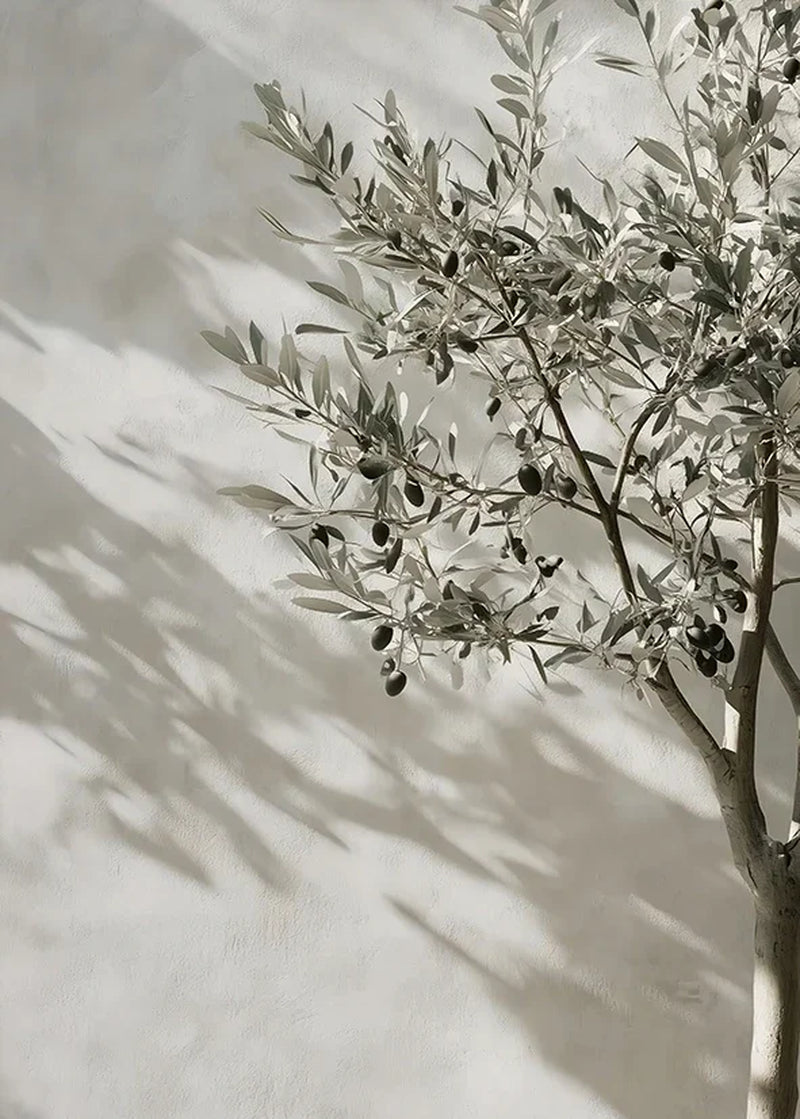 Retro Elegant Olive Tree and Lemon Canvas Poster Vase Wall Art Poster Perfect Gift for Living Room Bedroom Dormitory Home Decor