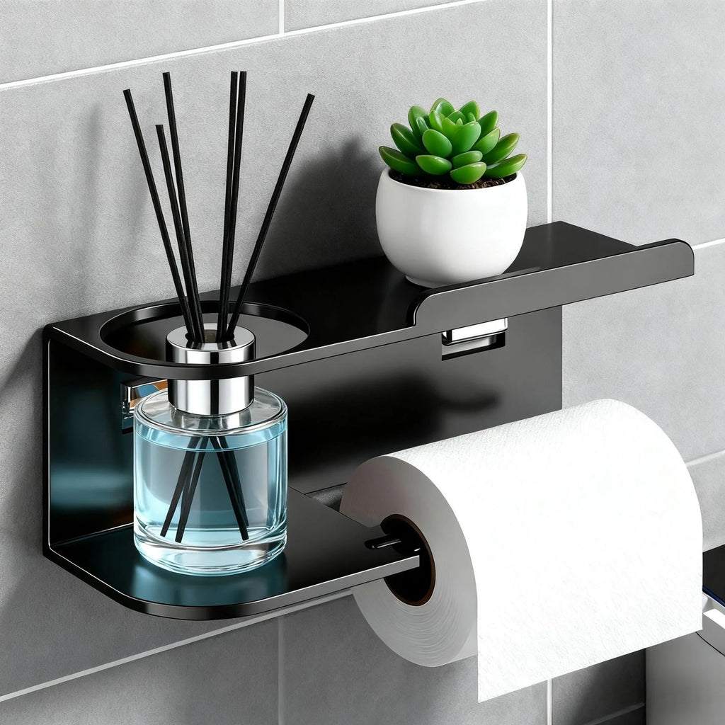 Wall Mounted Tissue Holder without Drilling, Widened Storage Space, Smooth Pull-Out and Not Easy to Slip Off