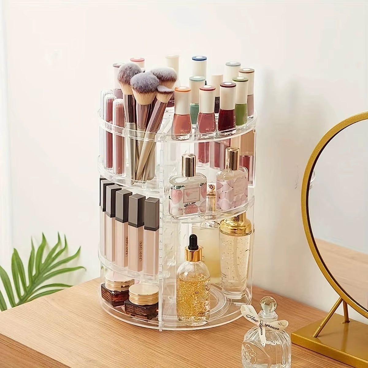 360° Rotating Makeup Organizer, Spinning Bathroom Organizer Countertop, Organizer for Cosmetics,Cosmetic Holder Shelf,(Clear)