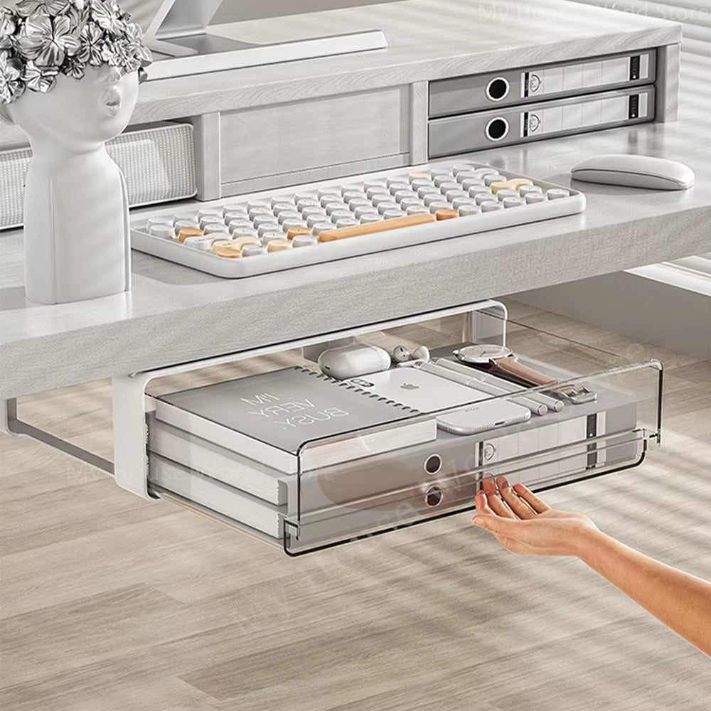 Drawer Storage Box under Table Hidden Self-Adhesive Drawer Type Storage Cabinet Office Desk Cosmetics Stationery Storage Rack