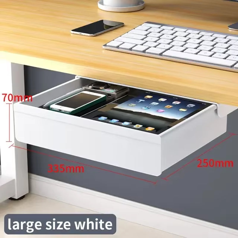 Self-Adhesive, Drill-Free Under-Desk Plastic Drawer: Ideal for Office/Home, Perfect for Organizing Stationery