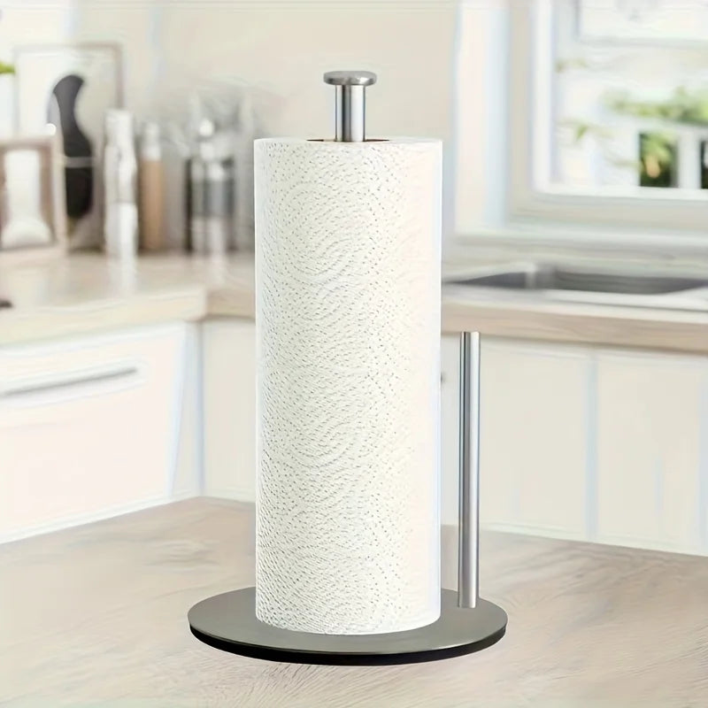 Stainless Steel Paper Towel Holder with Weighted Base, Heavy Duty Kitchen Countertop Organizer Space Saving Design,Kitchen