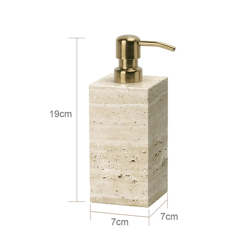 Travertine Bathroom Set Luxury Soap Dish Soap Dispenser Tissue Box Vanity Tray Bathroom Accessories Set
