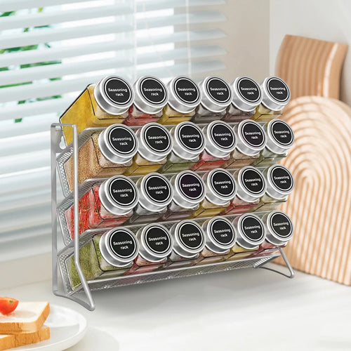 Kitchen Spice Rack 4 Tier Spice Organizer Carbon Steel Wall Shelf without Spice Jars for Cabinet Kitchen Pantry Organizer Shelf
