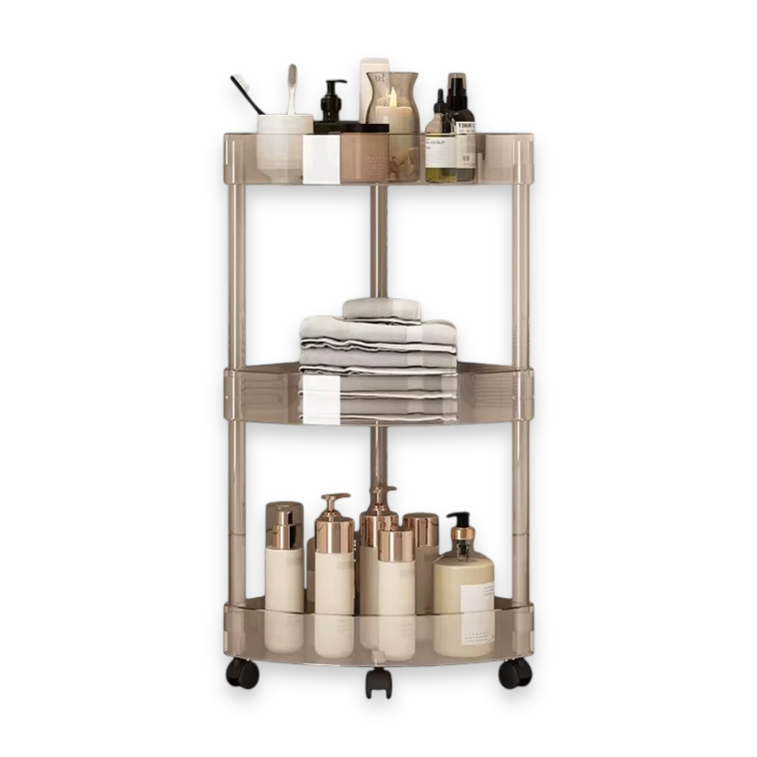 Multi-Layer Bathroom Storage Cart Rolling Corner Trolley