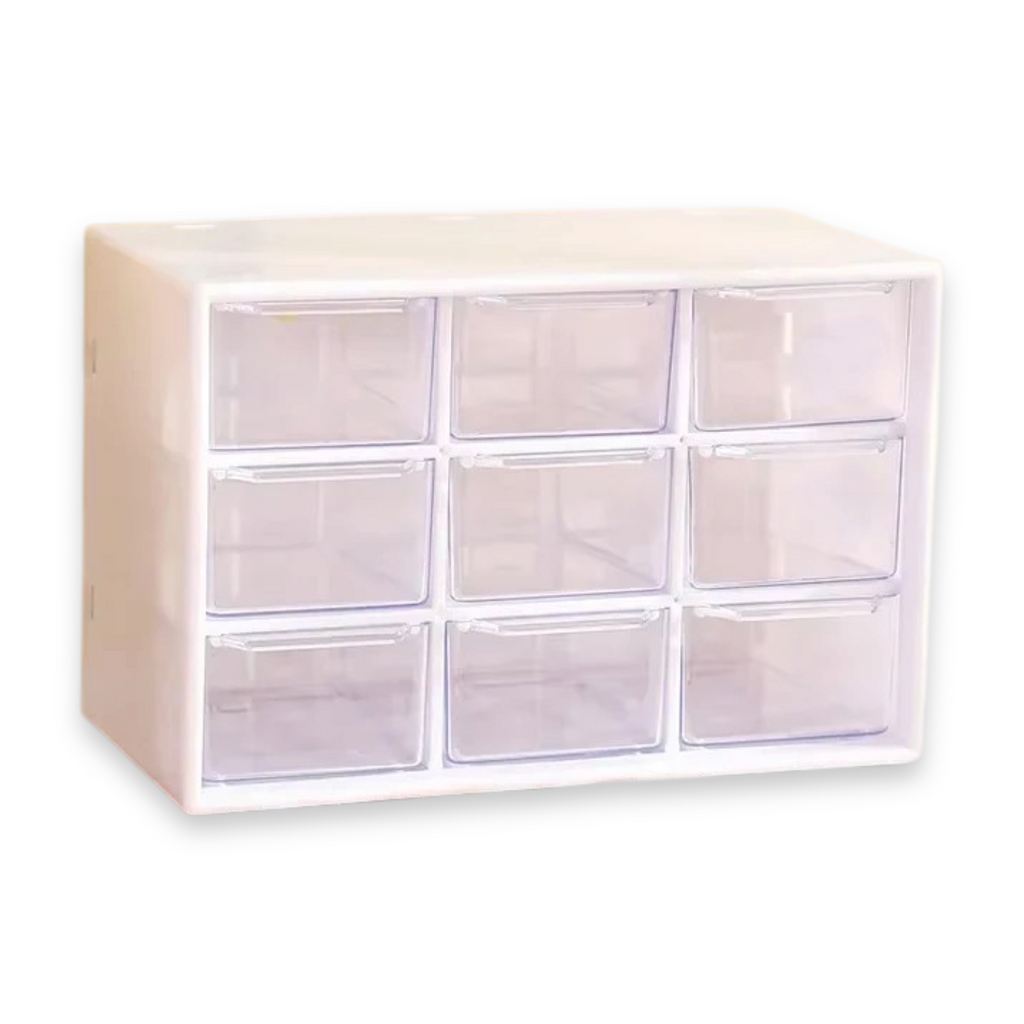 9-Grid Desk Drawer Organizer Clear Storage Box