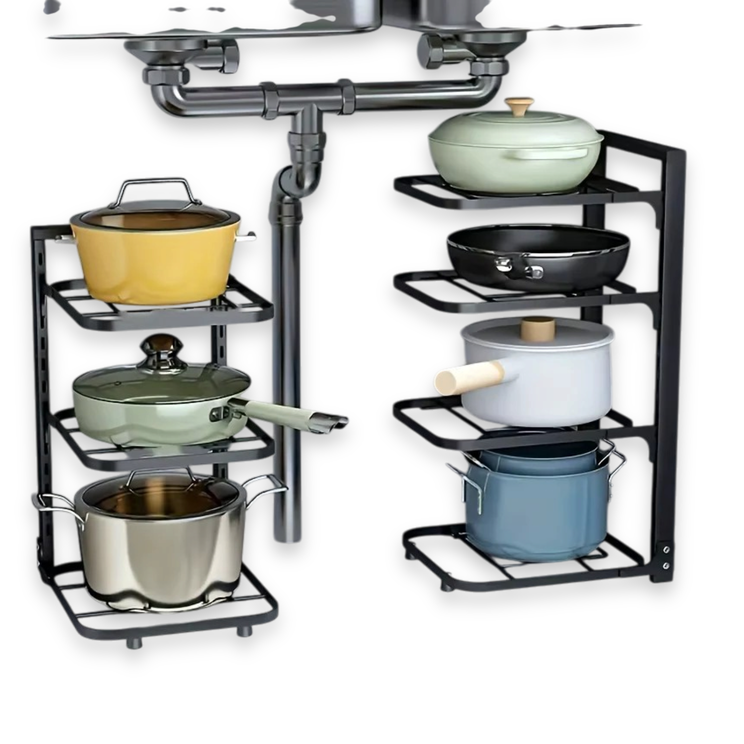 Adjustable Pot Rack Organizer Stainless Steel for Kitchen